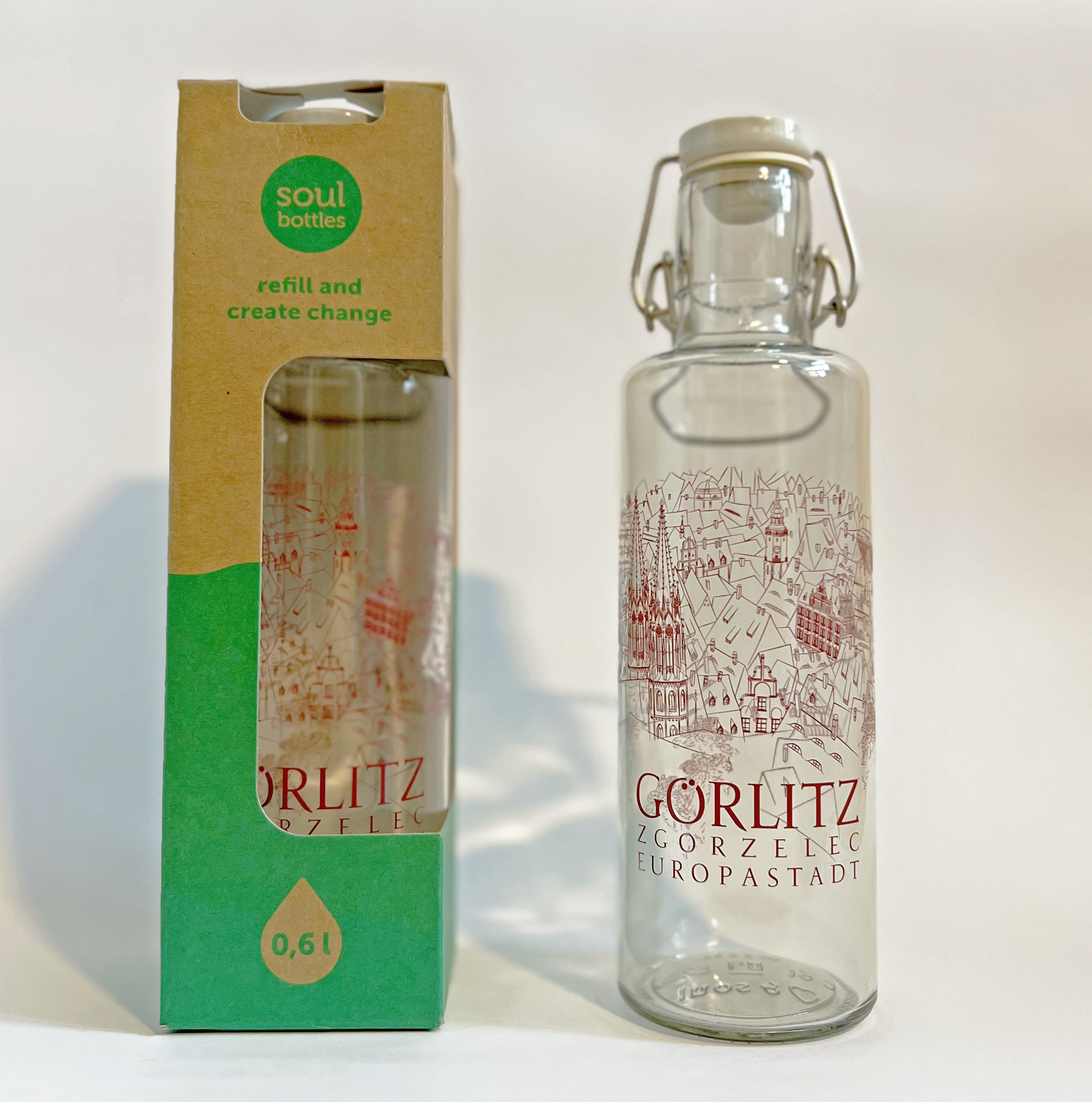 Trinkflasche aus Glas mit Görlitz Stadtsilhouette